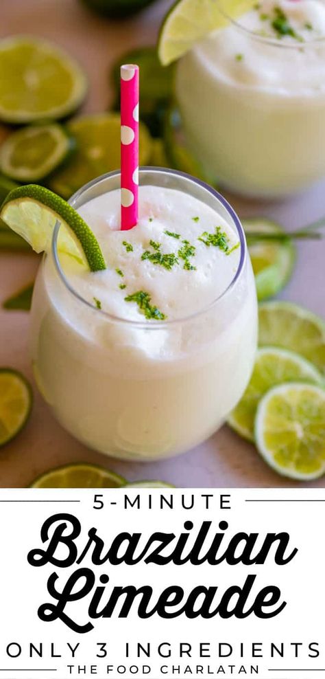 Hot Day Drinks, Drinks With Limeade, Food For A Hot Day, Recipes For Limes, Limeaid Recipe, Brazilian Meals Recipes, Frozen Limeade Drinks, Lime Drinks Non Alcoholic, Mexican Limeade