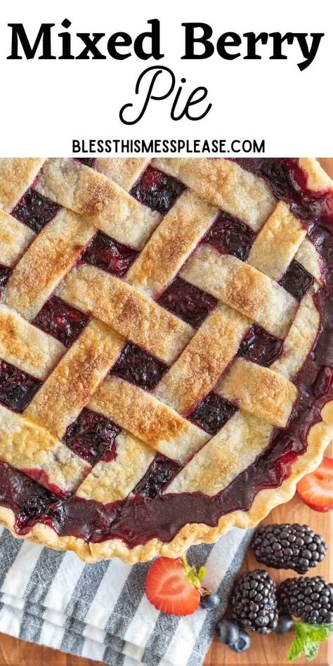 Mixed berry pie is make with raspberries, blueberries, blackberries, and strawberries and it's one of the best pies out there. This recipe is a family favorite and everyone cheers when I pull a berry pie from the oven. Berry Pie Filling Recipe, Frozen Berry Pie, Mixed Berry Pie Filling, Berry Slab Pie, Strawberry Blueberry Pie, Mixed Berry Pie Recipe, Berry Pie Filling, Berry Filling, Berry Pie Recipe