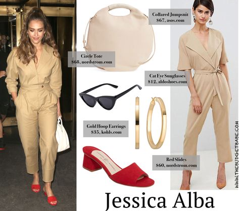 Tan Jumpsuit Outfit, Tan Jumpsuit, Khaki Jumpsuit, Red Slides, Outfit Pieces, Collar Jumpsuit, Jumpsuit Outfit, Pastel Wedding, Budget Fashion