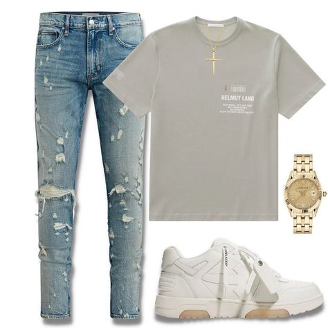 Designer Outfits Men Street Styles, Off White Shoes Outfit Men, Aesthetic Clothes For Men, White Shoes Outfit Men, Boys Outfit Ideas, Nice Casual Outfits For Men, Black Teens Fashion, Tuff Fits, Summer Swag Outfits