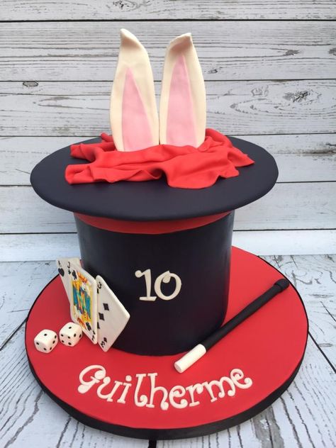 Magic Hat Cake, Magician Cake Ideas, Magic Themed Cake, Magic Theme Birthday Cake, Magic Theme Cake, Magic Birthday Cake, Top Hat Cake, Magician Cake, Magician Hat