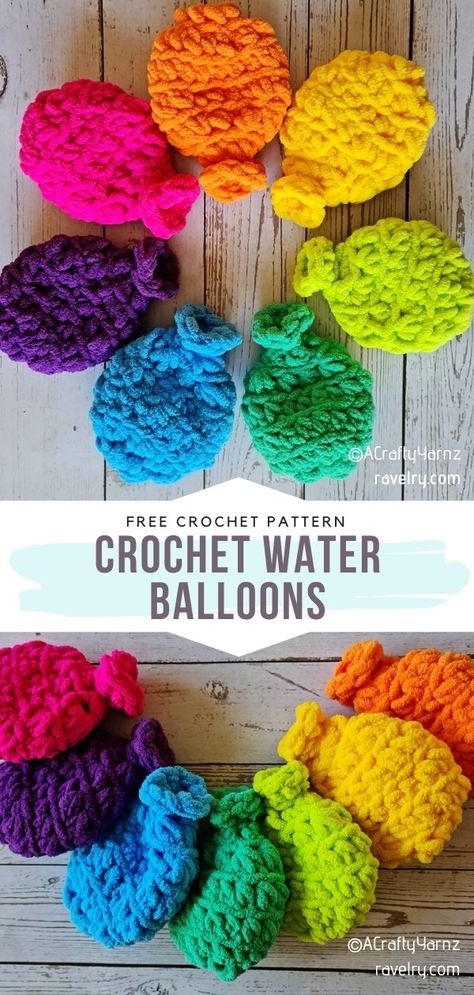 Fidget Crochet, Amigurumi Birthday, Crochet Water Balloons, Summer Crochet Patterns Free, Reusable Water Balloons, Crochet Game, Crochet Fish, Crochet Plushies, Crochet Ball