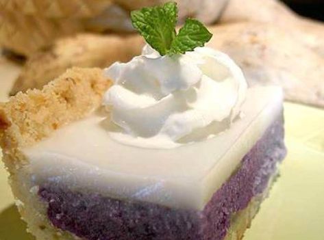 So this is comfort dessert. It is always present at our family gatherings and Holidays. In this recipe we use okinawan sweet potato. The purple color is deep and vibrant, i Haupia Cake Recipe, Sweet Potato Haupia Pie, Haupia Cake, Haupia Pie, Okinawan Sweet Potato, Sugar Cookies From Scratch, Hawaiian Desserts, Comfort Desserts, Coconut Pudding