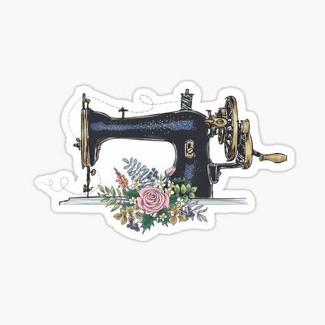 Sewing Stickers, Sewing Cake, Sewing Aesthetic, Sticker Machine, Antique Sewing Table, Sewing Bee, Stickers Redbubble, Antique Sewing Machines, Vintage Sewing Machine