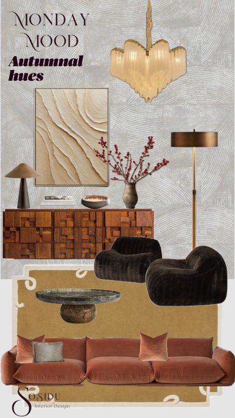 Autumn is here and we’re fully embracing the cosiness and warmth of this years autumanal colour palette #homedecor #interiordesign #autumaesthetic #autumnalvibes Apartment Decorating Hacks, Autumn Interior, Mood Board Interior, Apartment Guide, Interior Design Mood Board, New York Apartment, Apartment Decor Inspiration, Mood Board Design, Apartment Design