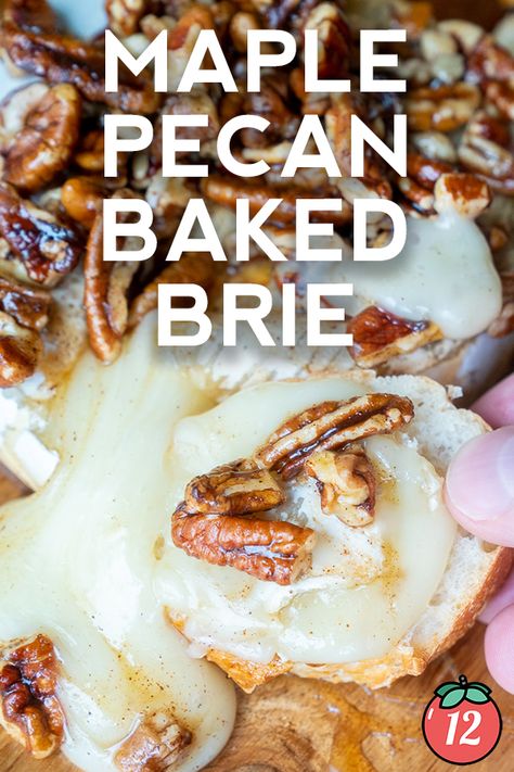 Maple Pecan Baked Brie | 12 Tomatoes Pecan Baked Brie, Pecan Sauce, Baked Brie Recipes, Brie Appetizer, Brie Recipes, Delicious Appetizer Recipes, Maple Pecan, 12 Tomatoes, Recipes Appetizers And Snacks