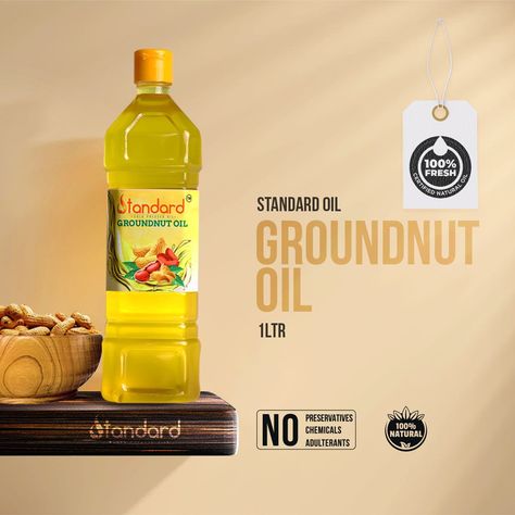 Peanut Oil Packaging, Cooking Oil Poster Design, Oil Ads Creative, Cooking Oil Creative Ads, Oil Ads, Groundnut Oil, Natural Antioxidants, Healthy Soil, Cold Pressed Coconut Oil