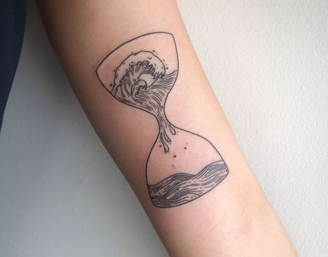 Angry and calm waves in an hourglass (repost) - Tattoo People Toronto - Jess Chen Peace In The Storm Tattoo, Calm To My Storm Tattoo, Calm After The Storm Tattoo, Calm In The Storm Tattoo, Calm Tattoo Ideas, Storm Tattoos, Nick Tattoos, Calm Tattoo, Surf Tattoos