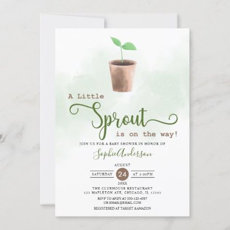 Little Sprout is on the Way Gardening Baby Shower #gardening #vegetable #alittlesprout #babysprinkleinvite #nature #simple #greenery #babysprout #garden #plant March Baby Shower, Garden Baby Shower Theme, March Baby, Plant Party, Garden Baby Showers, Green Baby Shower, Modern Baby Shower, Baby Invitations, Baby Themes