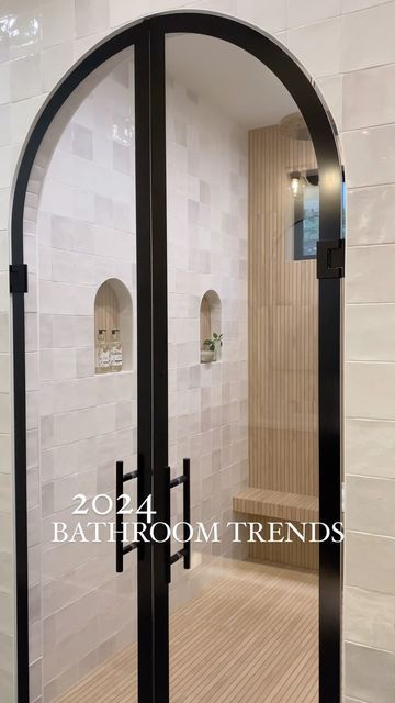 ᴏᴀᴋ ʜᴇᴀʀᴛʜ ʜᴏᴍᴇs on Instagram: "The 2024 bathroom trends are here… 👇🏼 A new year means new projects, new products, and new trends 😍 and we can’t wait for all of them in this new year.. here are a couple of our favorite bathroom remodel and design trends we see for 2024. 1. Arch, arch, arch - arches will be everywhere this year! They have been everywhere in 2023 but haven’t shown up a ton in bathrooms that we have seen. We are confident we will be seeing so many more, from arched entry showers to room transitions and even decor/mirrors. They are here to stay! 2. Small detail tiles - large format tiles have been very popular and for good reason, we don’t think this will stop.. but we think people will get more adventurous with a smaller tile that adds much more detail into a space. Bathr Double Glass Shower Doors, Beautiful Shower Doors, Arched Bathroom Shower Door, Arch Glass Shower Door, Arched Glass Shower Doors, Arched Shower Ceiling, Arched Shower Doors, Shower With Arched Entry, 2024 Master Bath Ideas