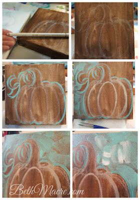 Mrs. Macre's Art Class: DIY Painted Pumpkin on Canvas Painting A Pumpkin, Paint A Pumpkin, Pumpkin Canvas Painting, Fall Canvas Painting, Pumpkin Canvas, Decorating For Fall, Fall Canvas, Painted Pumpkin, Canvas Diy