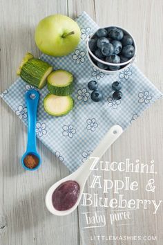 Baby food recipe Apple Blueberry Zucchini and Cinnamon puree from Little Mashies reusable food pouches. For free recipe ebook go to Little Mashies website or Amazon Pouch Recipes, Apple Baby Food, Blueberry Zucchini, Baby Food Recipe, Baby Food Pouches, Apple Blueberry, Making Baby Food, Reusable Food Pouches, Diy Baby Food