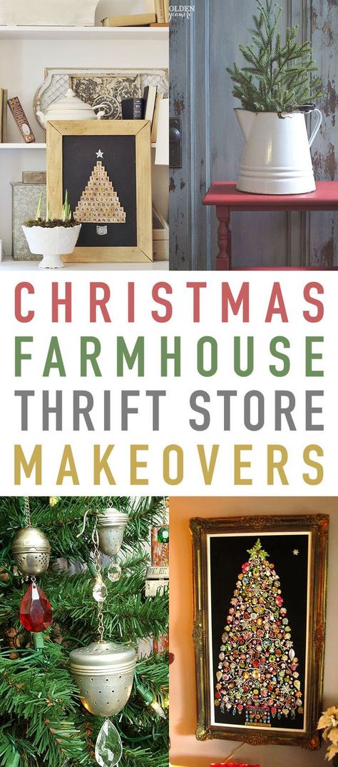 Christmas Thrift, Farmhouse Thrift Store Makeovers, Diy Thrift Store Crafts, Thrift Store Upcycle, Thrift Store Makeover, Thrift Store Furniture, Cottage Market, Christmas Farmhouse, Thrift Store Crafts