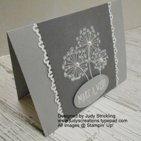 Stampin' Up! Dandelion Wishes, Make A Wish, Birthday Card by Judy Strickling Birthday Wishes For A Friend, Friend Cards, Dandelion Wishes, A Dandelion, Dandelion Wish, Hand Made Greeting Cards, Cards For Boyfriend, Birthday Cards For Women, Making Greeting Cards