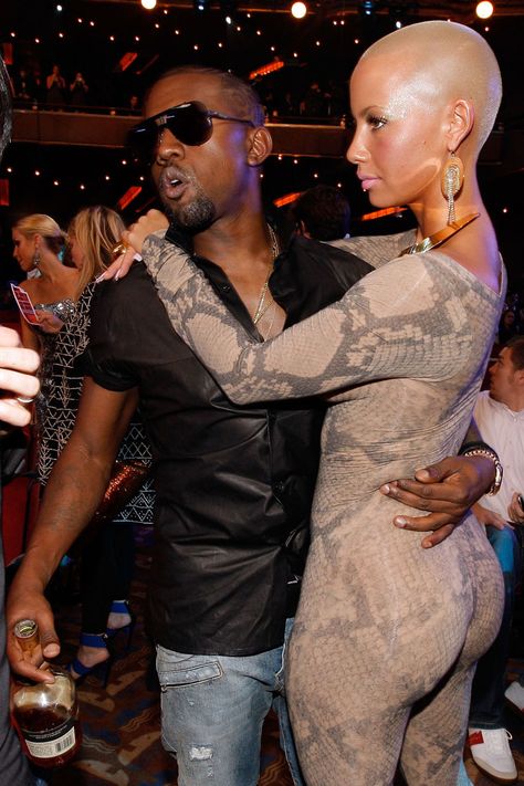 Kanye West and Amber Rose attends the 2009 MTV Video Music Awards at Radio City Music Hall on September 13, 2009 in New York City. Kanye West And Amber Rose, 2009 Amber Rose, Kanye And Amber Rose, Plus Size Black Dresses, Rose Video, Radio City Music Hall, Amber Rose, Radio City, Mtv Video Music Award