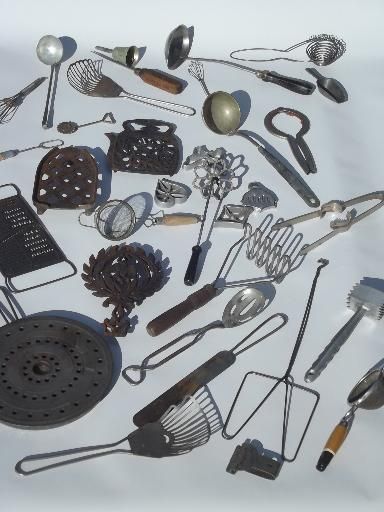 old antique kitchen  tools utensils lot, vintage kitchenware collection Old Kitchen Utensils, Antique Kitchenware, Antique Kitchen Utensils, Cozy Cottage Kitchen, Eco Friendly Diy, Antique Gifts, German Kitchen, Vintage Kitchen Utensils, Vintage Cooking