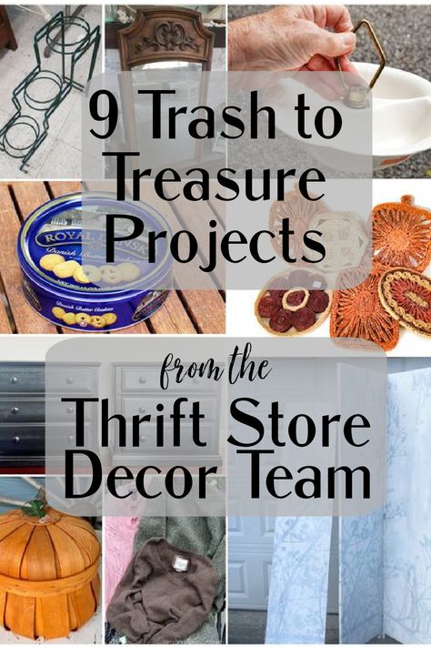 thrift store, decor team, trash to treasure, upcycle projects, recycle, renew, restore Diy Trash To Treasure Ideas, Upcycling Thrift Store Finds, Small Upcycle Projects, Thrift Store Projects, Trash To Treasure Christmas Diy Ideas, Thrift Store Repurposing, Thrift Store Upcycle Decor Diy Projects, Trash To Treasure Ideas Thrift Store Finds, Thrifted Decor Ideas