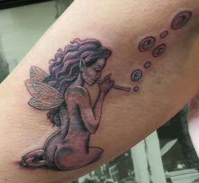 fairy blowing bubbles tattoo Blowing Bubbles Tattoo, Bubble Tattoo, Blowing Bubbles, Cute Fairy, Fantasy Fairy, Cool Tattoos, Tattoo Ideas, Tattoo Designs, Bubbles