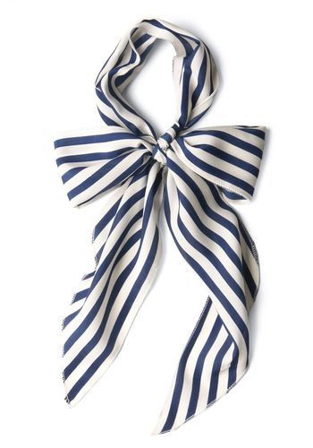 Nautical Scarf, Hair Items, Navy Blue Scarf, Bow Scarf, Blue Shawl, Striped Scarves, Vintage Scarf, White Tea, Navy Stripes