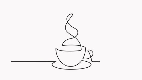 Coffee Cup Drawing, 심플한 그림, Coffee Icon, Coffee Tattoos, Coffee Drawing, Minimalist Drawing, Coffee Illustration, Continuous Line Drawing, Pola Sulam