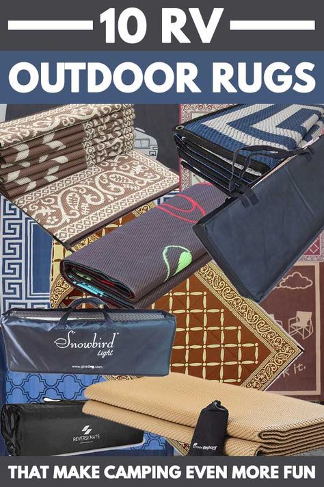 10 RV Outdoor Rugs That Make Camping Even More Fun - Vehicle HQ #VEHQ.com #VEHQ #RV #rvlife #rvrugs #automotive Camping Accessories Gadgets, Outdoor Camping Rugs, Camping Rug, Yosemite Camping, Travel Trailer Camping, Camping Stuff, Rv Storage, Rv Accessories, Rv Lifestyle