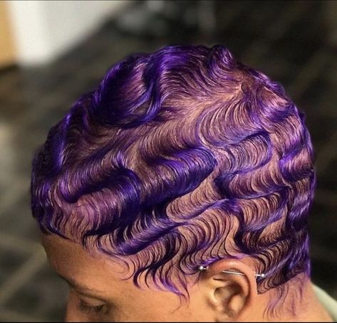 Finger Waves Short Hair, Finger Wave Hair, Finger Waves, Sassy Hair, Short Natural Hair Styles, Baddie Hairstyles, Black Natural Hairstyles, Hair Waves, Purple Hair