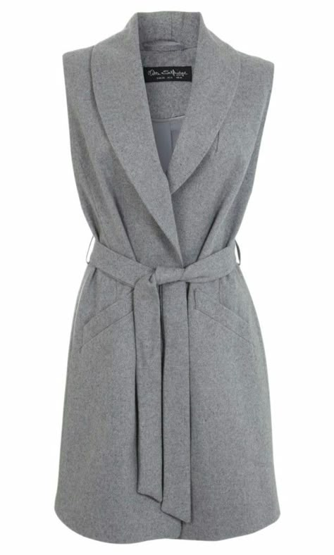 Grey Wool Coat, Belted Wool Coat, Gray Wool Coat, Gray Coat, Mode Kimono, Sleeveless Coat, Long Vest, Grey Coat, Belted Coat