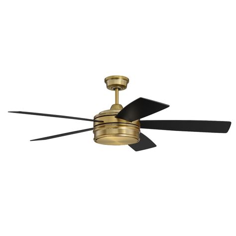 Three Posts™ 52'' Alistair 5 - Blade LED Standard Ceiling Fan with Remote Control and Light Kit Included & Reviews | Wayfair Master Bed Remodel, Cottage Light Fixtures, Installing Recessed Lighting, New Home Lighting, Lighting Flush Mount, Brass Ceiling Fan, 52 Inch Ceiling Fan, Mexican Hat, Brass Ceiling