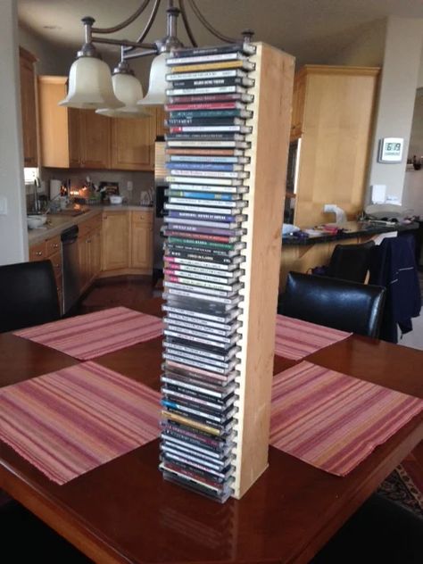 Easy CD Tower : 6 Steps (with Pictures) - Instructables Diy Cd Storage, Cd Tower, Cd Stand, Diy Cd, Thrift Decor, Cd Shelves, Spring Cleaning Challenge, Cd Wall, Cd Diy