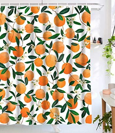 Citrus Bathroom, Peach Shower Curtain, Orange Shower Curtain, Tropical Showers, Bathroom Curtain Set, Funny Shower Curtains, Plastic Curtains, Bathroom Shower Curtain Sets, Floral Shower Curtains