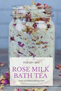 Rose Milk Bath, Bath Tea Recipe, Milk Bath Recipe, Milk Baths, Bath Soak Recipe, Bath Tea Bags, Milk Oatmeal, Milk Bath Soak, Tub Tea