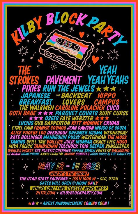 Kilby Block Party 2023: Pavement, The Strokes, Yeah Yeah Yeahs, The Walkmen, more Kilby Block Party, Frankie Cosmos, Summer Block Party, Party Zone, Party Outfit Men, Run The Jewels, Party 2023, Breakfast Lovers, Party Tickets