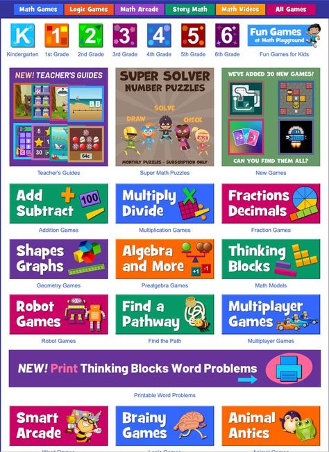 Math Playground - Free Math Games and Interactive Activities for K-6 Students Free Math Websites, Cool Math Games, Games Website, Math Websites, Playground For Kids, Free Math Games, Cool Math, Fraction Games, Math Games For Kids