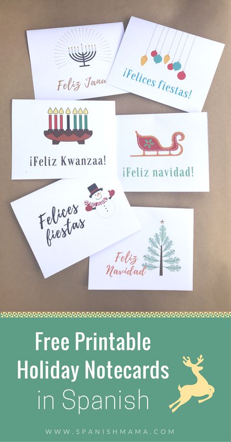 Free Printable Christmas and Holiday Cards in Spanish Greetings For Teachers, Spanish Christmas Cards, Spanish Birthday Cards, Free Christmas Tags Printable, Free Printable Christmas Cards, Spanish Holidays, Teaching Organization, Spanish Christmas, Spanish Immersion