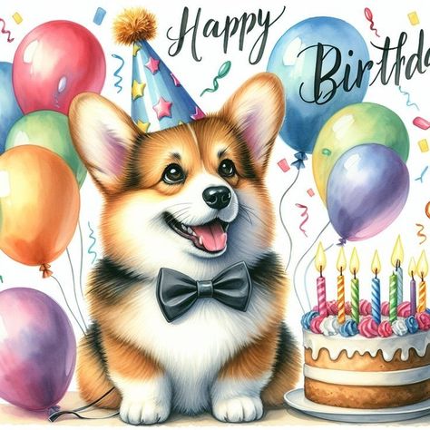 Happy Birthday Corgi, Corgi Birthday, Free Birthday Greetings, Birthday Corgi, Happy Birthday Wishes Pics, Birthday Wishes Pics, Birthday Memes, Corgi Pictures, Birthday Coloring Pages