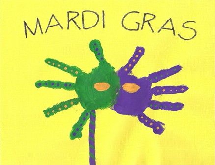 Mardi Gras Mask Hand Prints Mardi Gras Handprint Crafts, Mardi Gras Crafts For Toddlers, Mardi Gras Art For Toddlers, Mardi Gras Arts And Crafts For Kids, Mardi Gras Toddler Crafts, Preschool Mardi Gras Crafts, Mardi Gras Crafts For Kids Preschool, Mardi Gras Baby Crafts, Mardi Gras Kindergarten