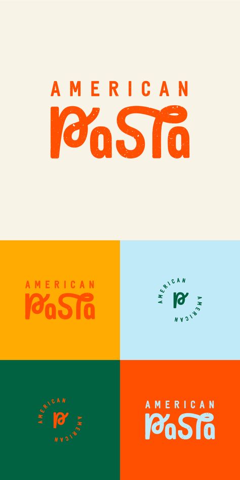 New Logo Design Ideas, Color For Food Branding, Healthy Food Branding Design, Visual Identity Restaurant, Party Branding Design, Responsive Logo Design, Custom Type Logo, Pasta Restaurant Branding, Retro Food Logo