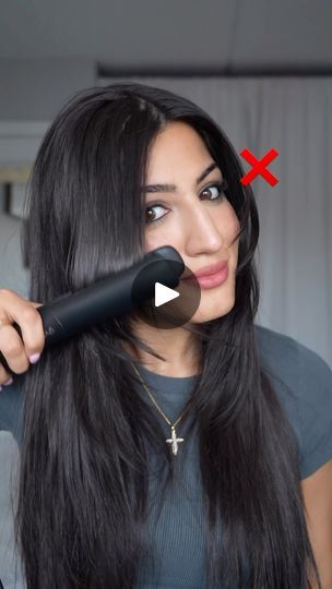 11M views · 417K reactions | Curtain Bang Hack🔥🔥  #curtainbangs #hairtutorial #flatiron #bangs #hairhacks | Maria Aiello | RetroBands · Shhh How To Style Curtain Bangs With Flatiron, Styling Curtain Bangs With Flat Iron, Maria Aiello, Hair Style On Saree, How To Style Bangs, Hot Iron, Curtain Bangs, Medium Length Hair, Flat Iron