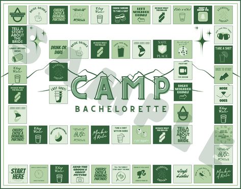 Bachelorette Board Game - Digital Download I can also do different themes and add names, please view my page for more information or send me a message! Nature Bachelorette Party Ideas, Forest Bachelorette Party, Bachelorette Board Game, Bachelorette Drinking Games, Camp Bach, Camping Bachelorette, Bachelorette Game, Bachelorette Drink, Bachelorette Bachelor Party