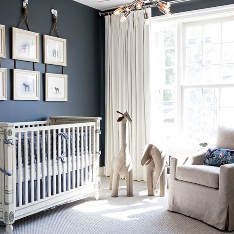 Nursery Restoration Hardware Nursery Boy, Rh Nursery, Classic Boy Nursery, Navy Baby Nursery, Restoration Hardware Nursery, Magical Kids Room, Stunning Nursery, Modern Boy Nursery, Navy Blue Nursery