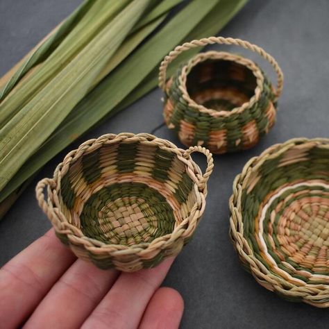 Basket Weaving Diy, Basket Weaving Patterns, Pine Needle Baskets, Invasive Plants, Hand Woven Baskets, Dry Leaf, Miniature Crafts, Pine Needles, Nature Crafts