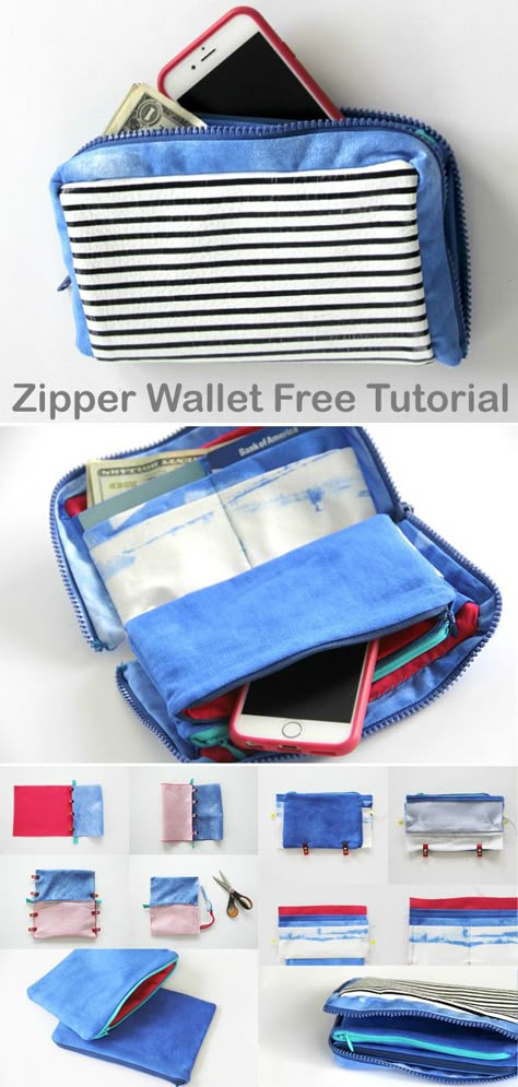 Easy Wallet Sewing Pattern Free, Wallet Sewing Pattern Free, Zipper Wallet Tutorial, Diy Wallet Pattern Free, Diy Purse Patterns Free, Zipper Wallet Diy, Diy Wallet Tutorial, Diy Wallet Pattern, Wallet Pattern Free