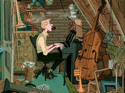 Roger Radcliffe on the Piano with a Pipe Heist Illustration, Jupiter Facts, 101 Dalmatians 1961, Disneyland Parks, Animation Disney, Images Disney, Arte 8 Bits, Colorful Illustration, Film Disney