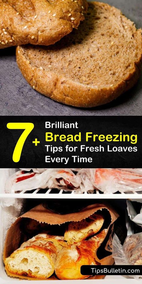 From sourdough to sliced bread, freezing bread extends its shelf life. To prevent freezer burn, wrap the homemade bread in plastic wrap then seal in a freezer bag. To freeze a loaf of bread for less than three weeks, keep it in its plastic bag. #freeze #bread #dough How To Freeze Homemade Bread, Freezer Bread Dough, Best Way To Freeze Bread, Freezing Homemade Bread, Freeze Bread Dough, Freezing Bread Dough, How To Freeze Bread, Freeze Bread, Freezing Bread