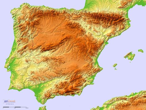 Topographic hillshade map of the Iberian Peninsula [2499×1878] - Imgur Earth Facts, World Geography Map, Map Of Spain, Map Template, Infographic Map, Geography Map, Iberian Peninsula, Natural Ecosystem, World Geography