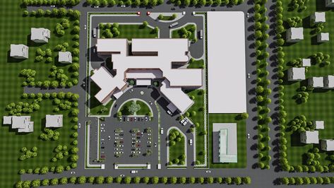 Community Hospital Architecture, Parking Plan, Site Development Plan, Hospital Design Architecture, Site Plan Design, Hospital Plans, Models Architecture, Modern Hospital, Train Station Architecture