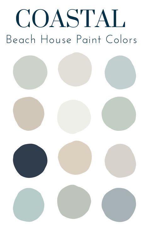 Beach House Paint Colors, House Paint Colors, Beach Color Palettes, Coastal Paint Colors, Coastal Paint, Beach House Colors, Coastal Color Palette, Beach House Interior Design, Coastal Room