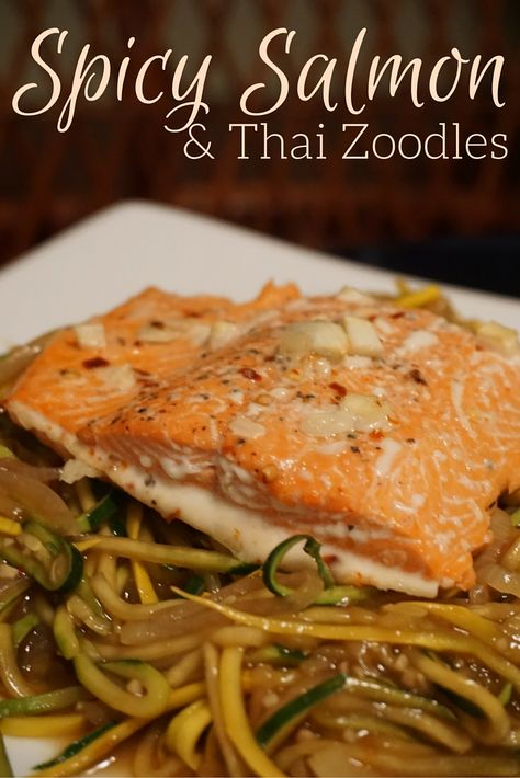 Thai Zoodles, Salmon And Zucchini, Zucchini Noodle Recipe, How To Make Zoodles, Zoodles Recipe, Chili Pepper Sauce, Zucchini Noodle Recipes, Zucchini Noodle, Zoodle Recipes