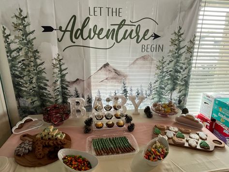 National Park Baby Shower Theme, Outdoorsy Baby Shower, Adventure Party Theme, Camping Baby Shower Theme, Woodsy Baby Showers, Adventure Party, Party Things, Twins Baby Shower, Camping Theme