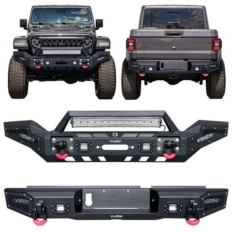 PRICES MAY VARY. [Compatibility]: 2020-2021-2022-2023-2024 Gladiator JT [Heavy Duty Construction]: The bumper body is made of heavy-duty, high-strength 9/64-inch steel, and the winch plate and mounting brackets are made of 3/16-inch steel. The front bumper weighs approximately 94 lbs and the rear bumper weighs approximately 58 lbs, both packages are shipped separately [Practical Design]: The bumper is equipped with a built-in winch plate that can withstand a winch up to 12,000 pounds [Comprehens Keep Gladiator Overland, Keep Gladiator, Future Cars, Jeep Gladiator, Practical Design, Future Car, Mounting Brackets, 2023 2024, Replacement Parts